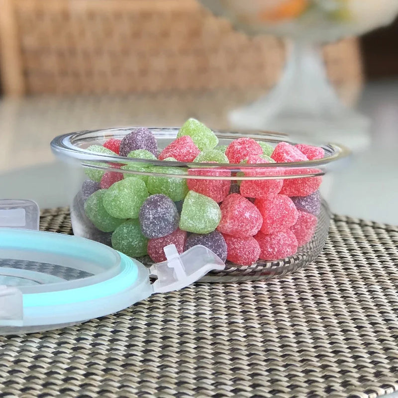 Lancheira de vidro resistente ao calor retangular hermética com fecho para panela