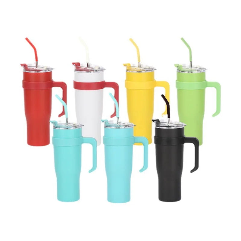 Copo térmico de aço inoxidável 1200 ml 1,2 litros com alça e canudo copo de aço inoxidável de alta qualidade e grande ca