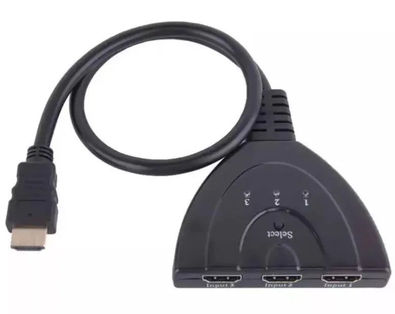 Cabo adaptador 3x1 para switch hub HDMI, 3 entradas e 1 saída, alta resolução, Full HD 4K, compatível com TV, PC, notebook, console, filmes