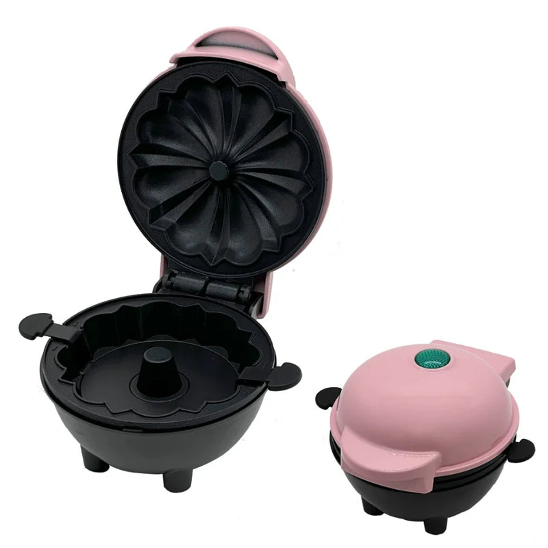 Mini Máquina Elétrica de Bolo e Doces Bundt Waffle com Superfície Antiaderente Fácil de Usar e Lavar