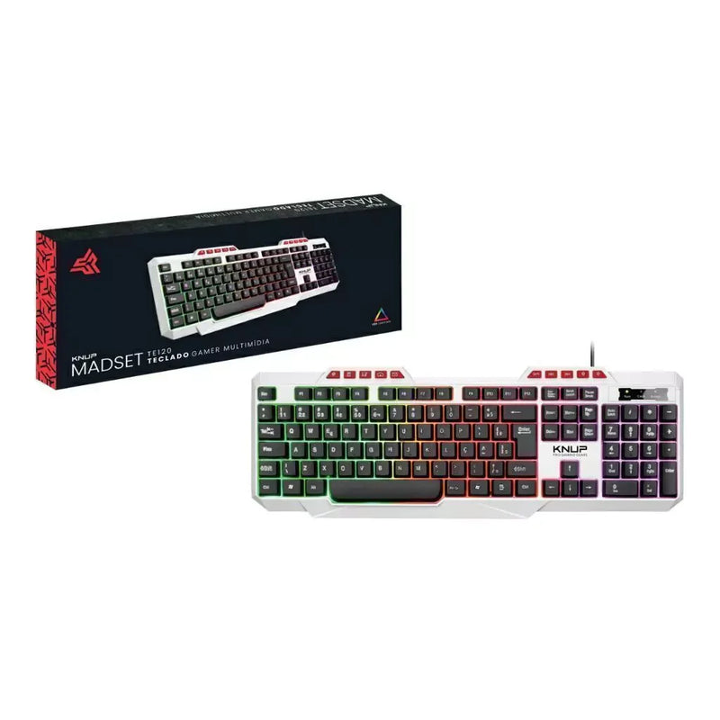 Teclado Gamer Knup Kp Te120 Rgb Led Abnt2 Iluminação Branca Teclas Portuguesas Brasil Teclado Resistente de Alto Desempenho