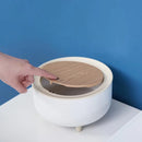 Mini Lixeira Com Pés de Madeira Moderna Com Tampa de Pressão Para Sala Banheiro Cozinha Escritório 2L Redondo e Quadrado