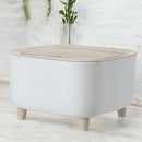 Mini Lixeira Com Pés de Madeira Moderna Com Tampa de Pressão Para Sala Banheiro Cozinha Escritório 2L Redondo e Quadrado