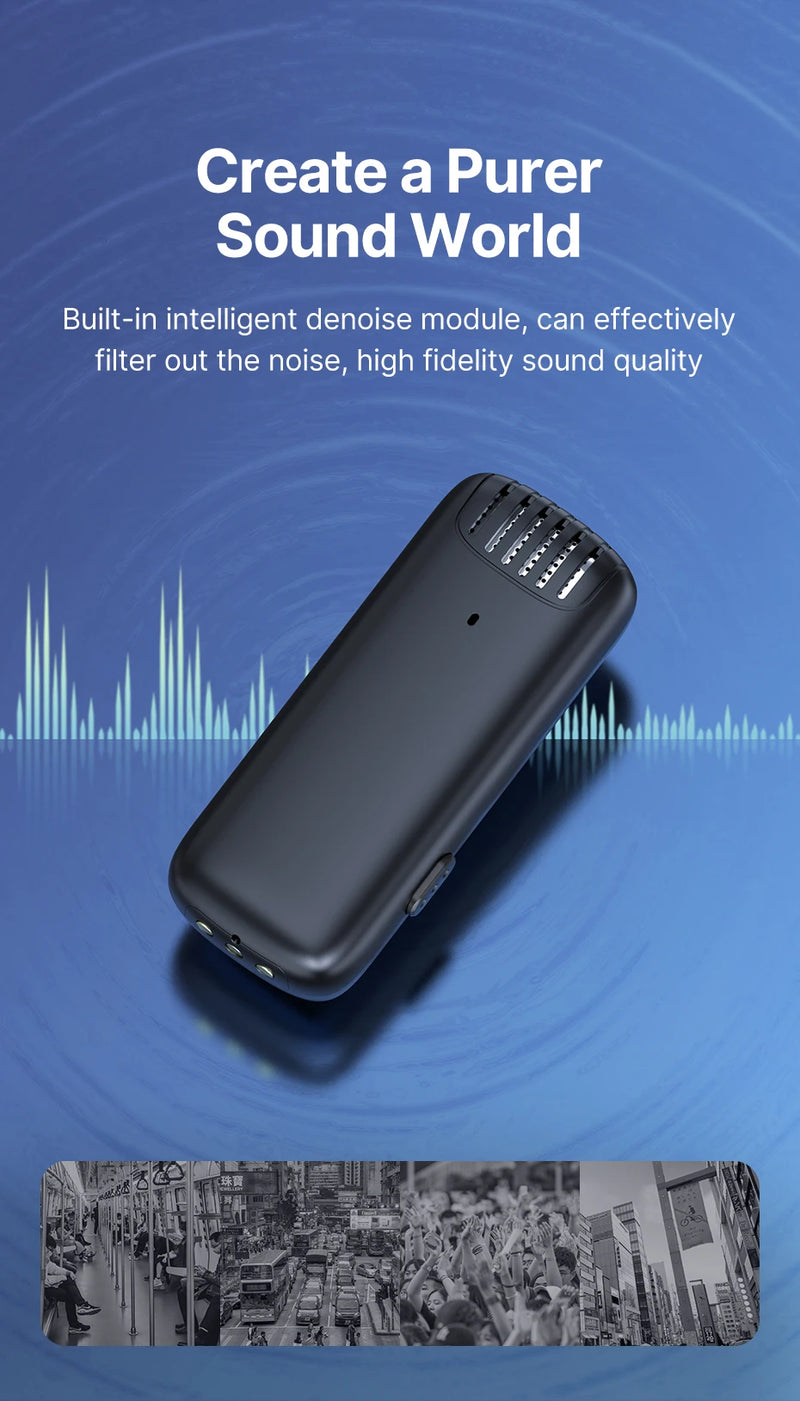 Microfone de lapela sem fio Ulanzi J12, conjunto de microfone de lapela para gravação de vídeo curto, mini microfone para iPhone 16, 15, 14, Android, transmissão ao vivo