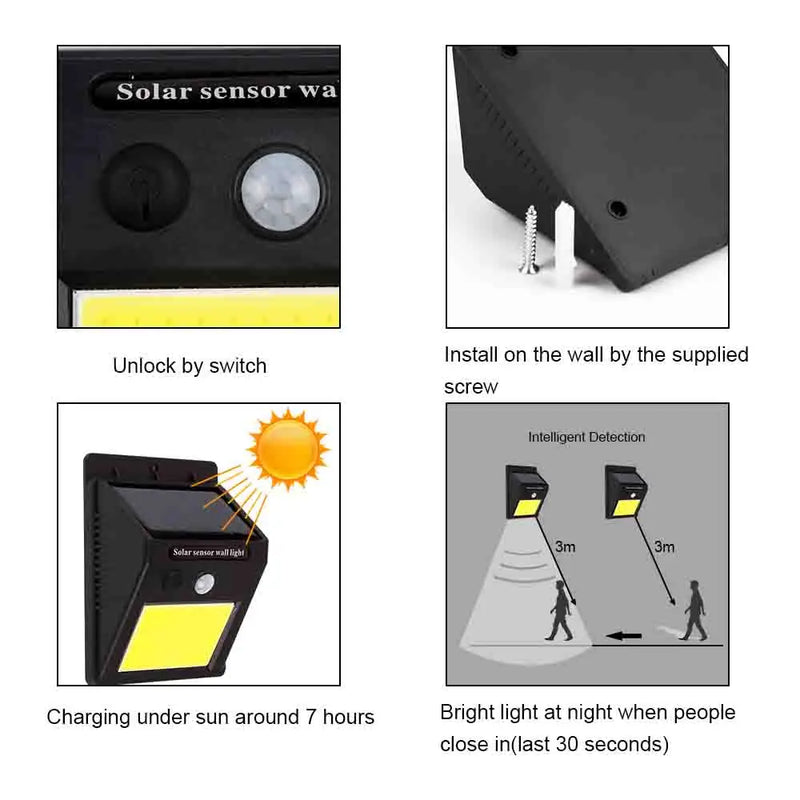 Luminária Solar com Sensor de Presença Automático e 20LED Iluminação Externa Eficiente