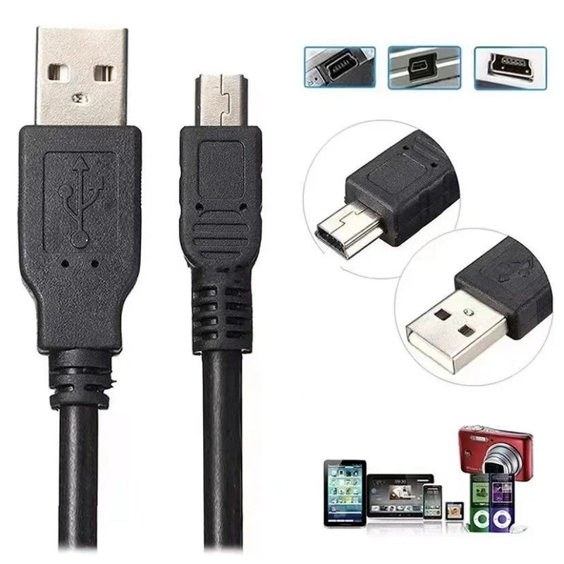 Cabo USB com Conector V3 (Mini A) - 1,5 Metros para Carregamento de Bateria e Controle de Transmissão de Dados GPS PS3 Multiuso
