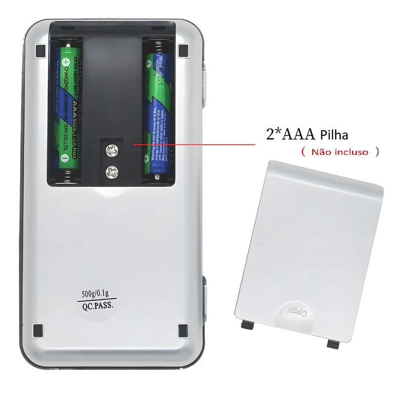 Mini Balança Digital de Bolso e Alta Precisão 0,1g até 500g