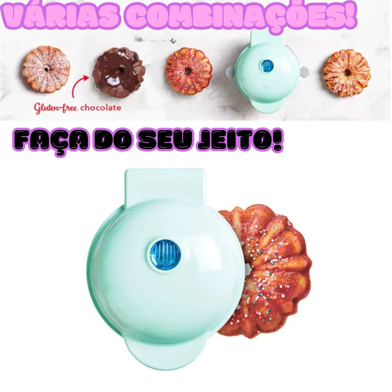 Mini Máquina Elétrica de Bolo e Doces Bundt Waffle com Superfície Antiaderente Fácil de Usar e Lavar