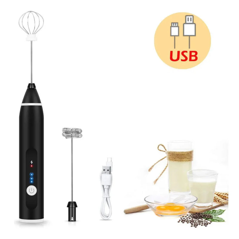 Mini Batedor Elétrico para Bebidas, Misturador para Café, Ovos, Leite e Bebidas em Geral, Portátil e Espumante