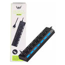Hub USB com 7 portas, extensor de entrada USB 2.0 com luz indicadora de desligamento, cabo LED de 45 cm para PC, notebook, Android, Smart TV, preto, portátil.