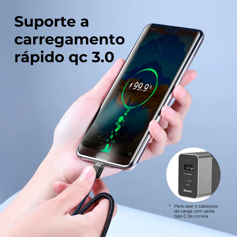Cabo USB C para USB C Baseus Cafule 60 W para iPhone 15, MacBook, iPad Pro, cabo de carregamento rápido 5A, trança de nylon de 1 m/2 m