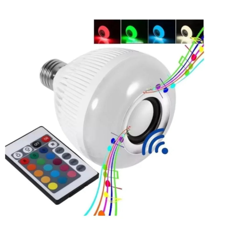 Caixa de Som com Lâmpada Led Bluetooth C Controle Rgb 12W