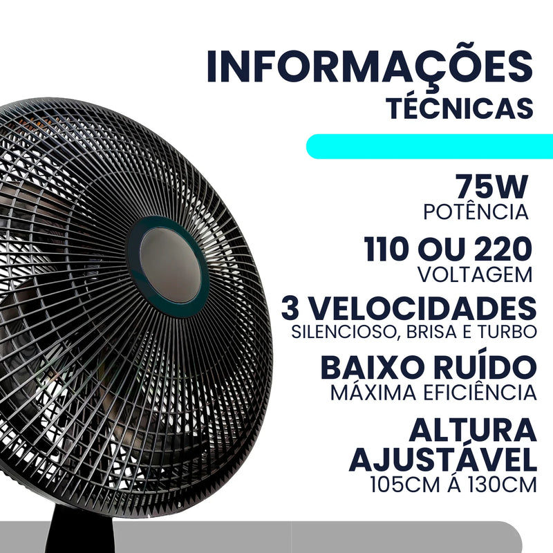 Ventilador de coluna Turbo Wind de 3 velocidades potente