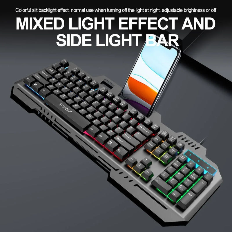 Teclado Gamer Com Fio Semi-mecânico RGB LED retroiluminado Computador e Notebook