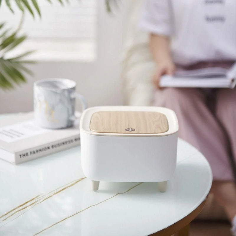 Lixeira Com Pés de Madeira Moderna Com Tampa de Pressão Para Sala Banheiro Cozinha Escritório 7L/10L