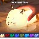 Mini Luminária Fluffy Cervo Abajur Led Silicone Touch Recarregável