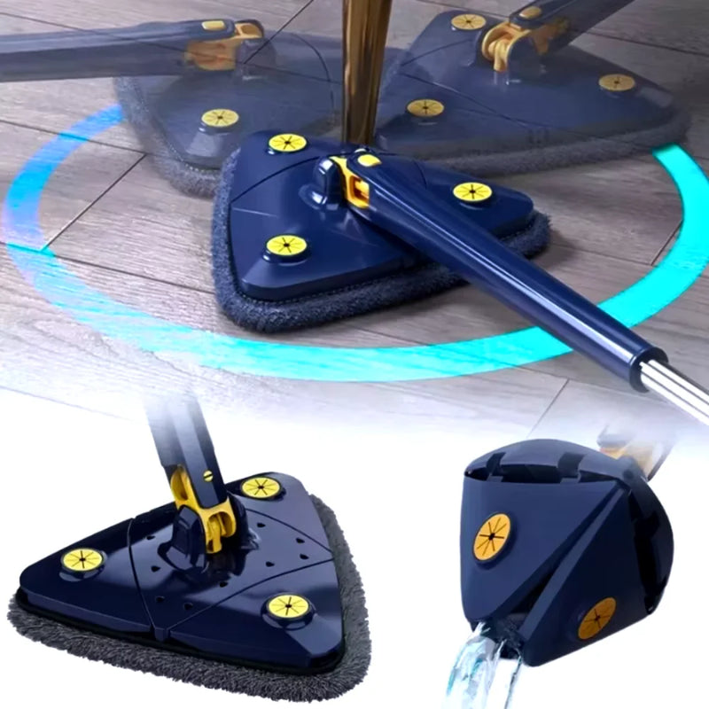 Kit Mop Esfregão Rodo Limpeza, Esfregão Triângulo Ajustável Giratório 360° + 3 refis