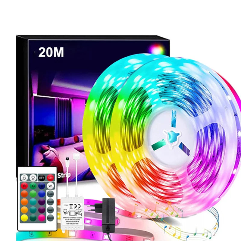Fita Led Rgb 5050 Rolo 20m Ip65 + Controle + Fonte 24v Bivolt