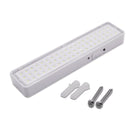 Luminária de emergência com 60 LEDs e bateria recarregável.