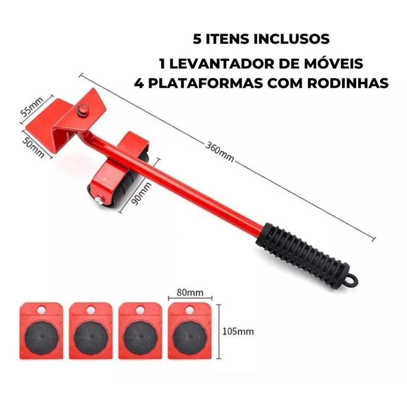 Suporte Movedor Rodinhas para Levantar e Mover Móveis e Transporte Easy Lift