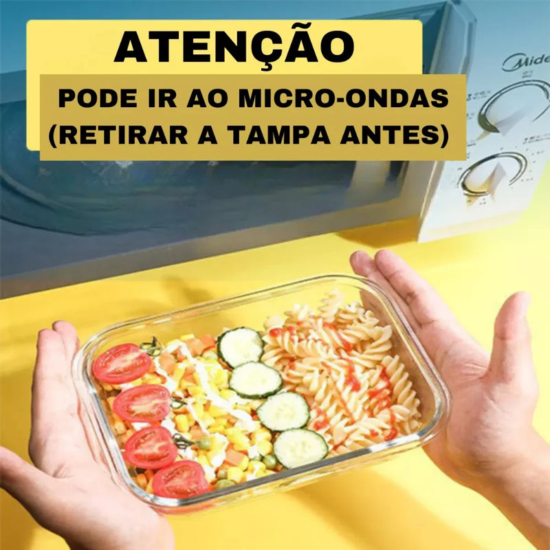 Lancheira de vidro resistente ao calor 400 ml selante retangular selante pote fit