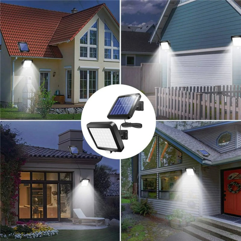 Luminária solar com 56 LEDs, sensor de presença humana, lâmpada IP44, à prova d'água, para áreas externas
