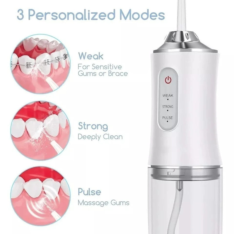 Irrigador Dental Oral Portátil Recarregável USB 220ml Promoção Limpeza Bocal Jato Forte