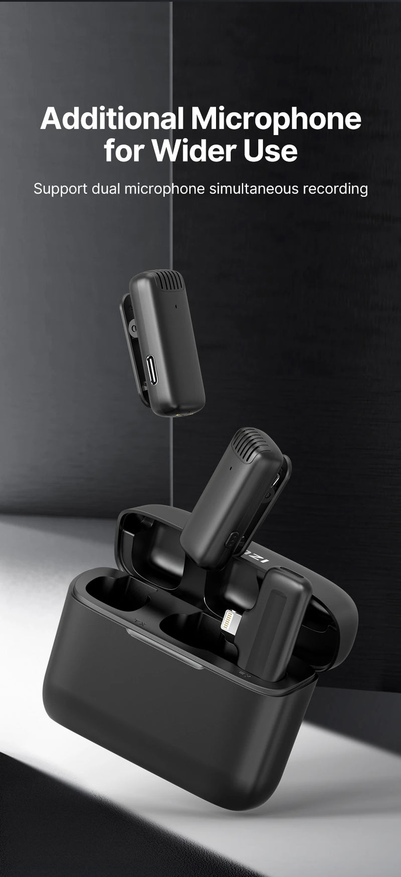 Microfone de lapela sem fio Ulanzi J12, conjunto de microfone de lapela para gravação de vídeo curto, mini microfone para iPhone 16, 15, 14, Android, transmissão ao vivo