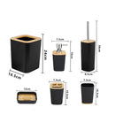 kit acessórios para banheiro conjunto 6 peças lavabo utensílios design moderno plástico c/ bambu ecológico lixeira saboneteira