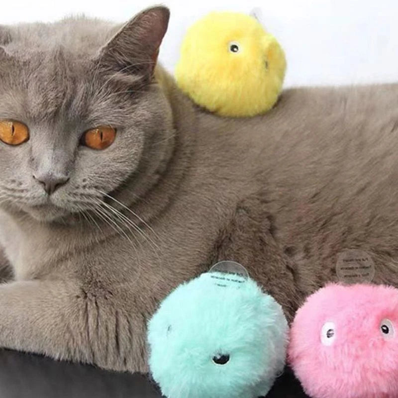 Bola de brinquedo inteligente de pelúcia para gatos, brinquedo elétrico interativo para treinamento de animais de estimação, produto com som e toque