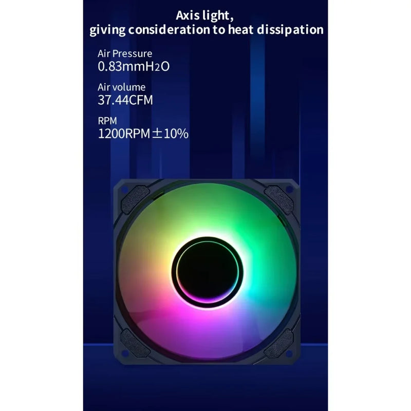 Cooler com ventoinha ARGB LED de 120 mm para gabinete de PC gamer, resfriamento super silencioso, iluminação eficiente, personalizável e de alto desempenho.