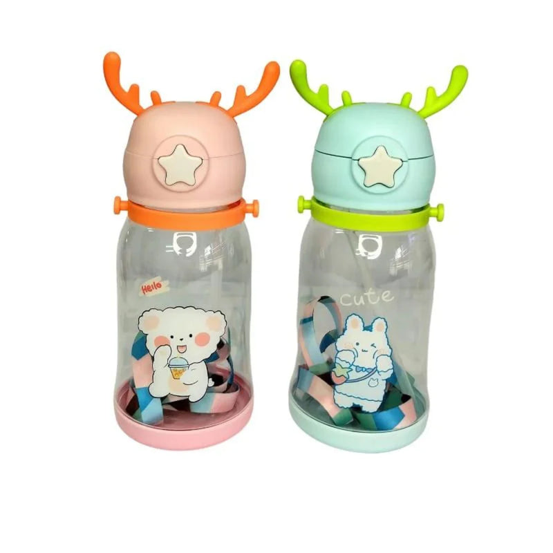 Garrafa de água infantil portátil Alce com desenho multicolorido