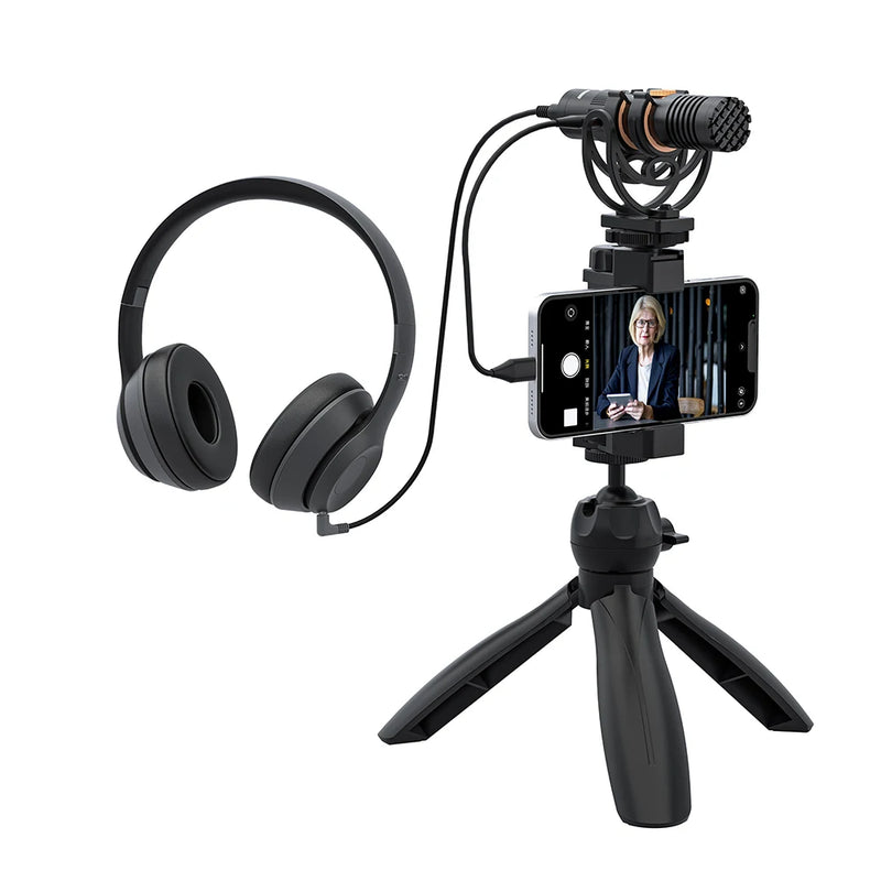Microfone de câmera Comica VM10 PRO Microfone shotgun USB de modo duplo com monitor de controle de ganho Microfone de entrevista