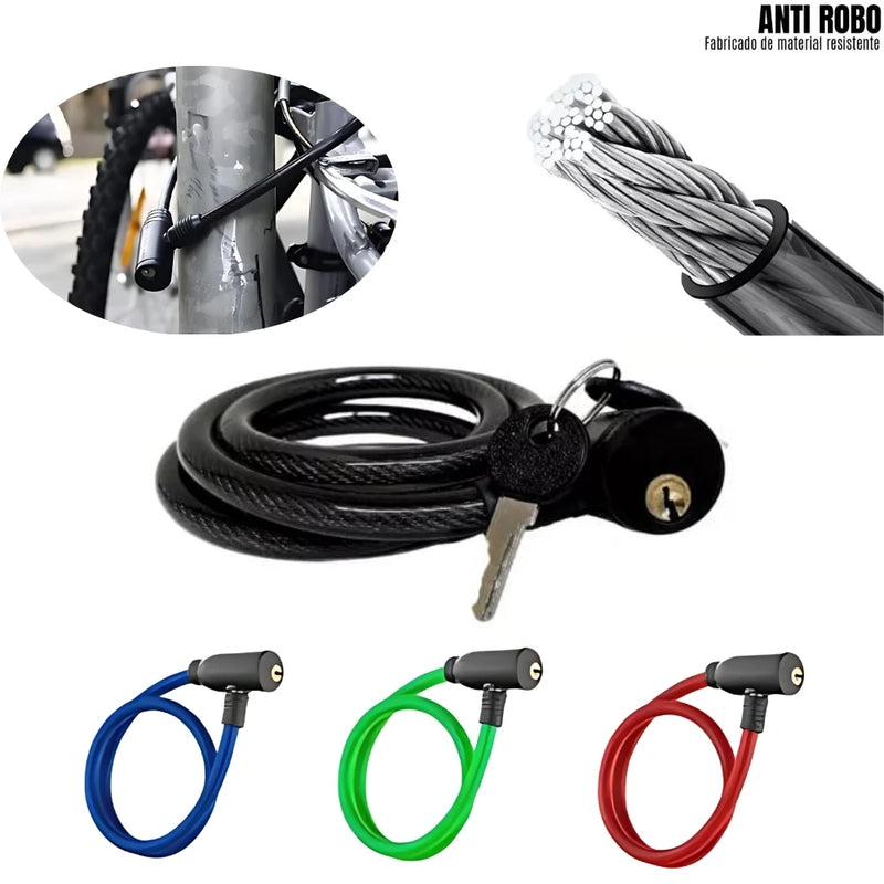Cadeado com corrente reforçada para bicicletas e motocicletas antifurto.