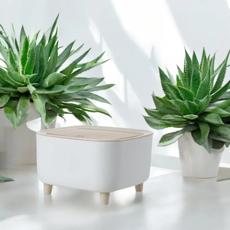 Lixeira Com Pés de Madeira Moderna Com Tampa de Pressão Para Sala Banheiro Cozinha Escritório 7L/10L