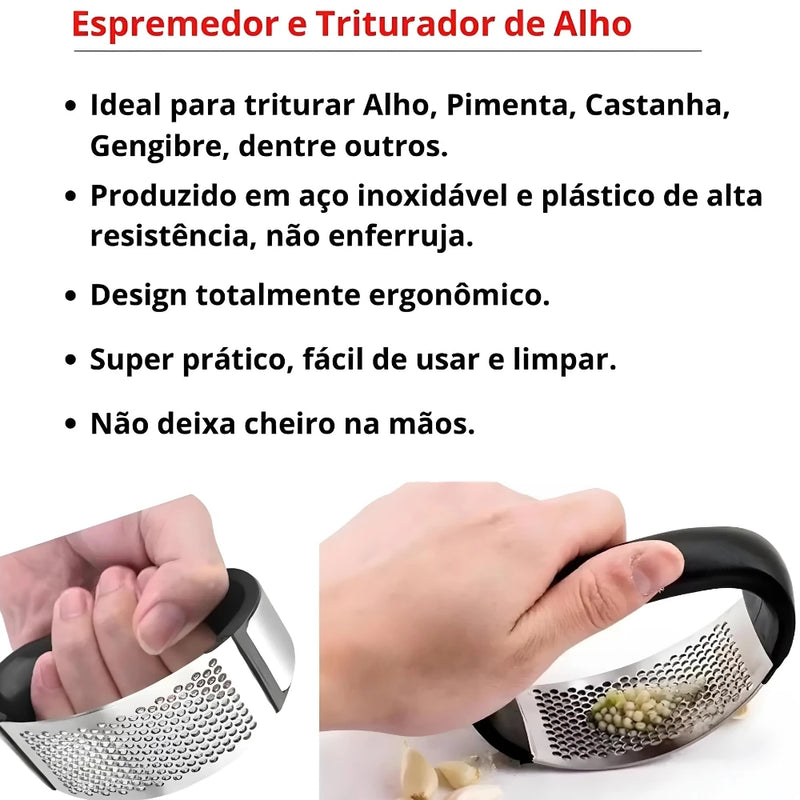 Espremedores de alho, cebola e batata, amassadeira de aço inoxidável 1, 2 ou 3 Peças
