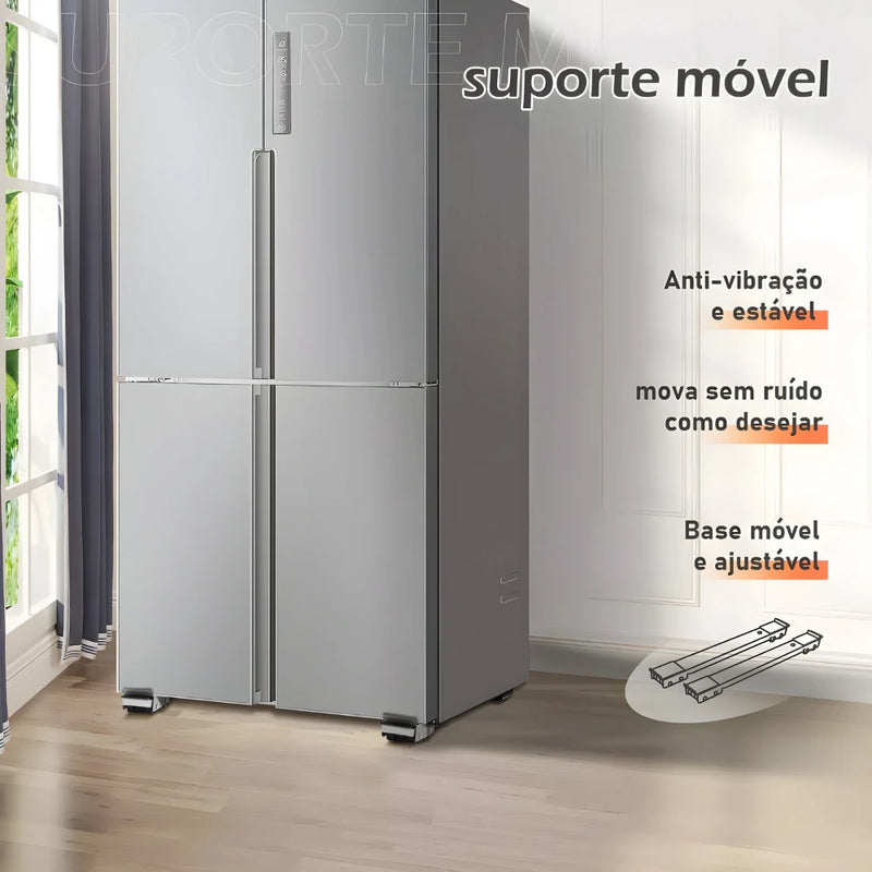 Base de Apoio com Rodas Regulável Lavadora, Fogão, Geladeira e objetos até 200 kg