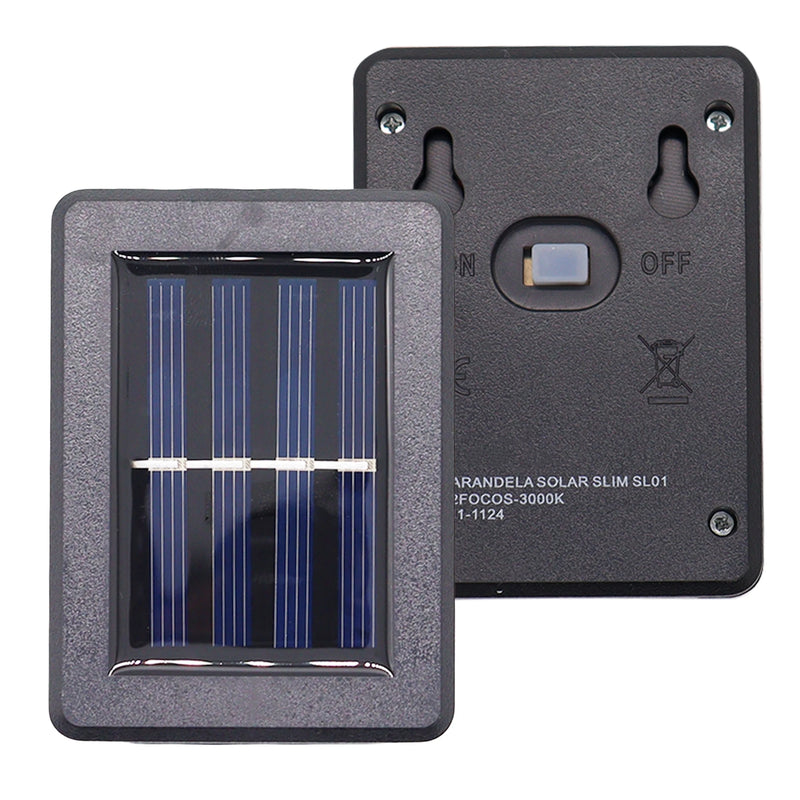 Kit 2 Luminária Solar Retro Wall Slot Sl02