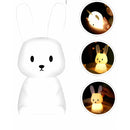 Mini Luminária Coelho Fofo - Abajur Led Silicone Touch Recarregável