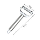 Kit Descascador e Cortador de Frutas com Lâmina Dupla em Aço Inox 3 Peças para Vegetais