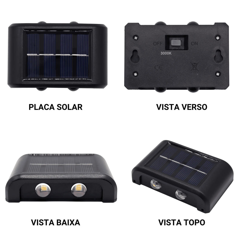 Kit 6 Luminária Solar Retro Wall Slot Sl02