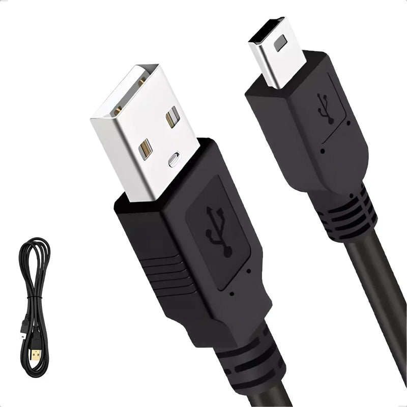 Cabo USB com Conector V3 (Mini A) - 1,5 Metros para Carregamento de Bateria e Controle de Transmissão de Dados GPS PS3 Multiuso