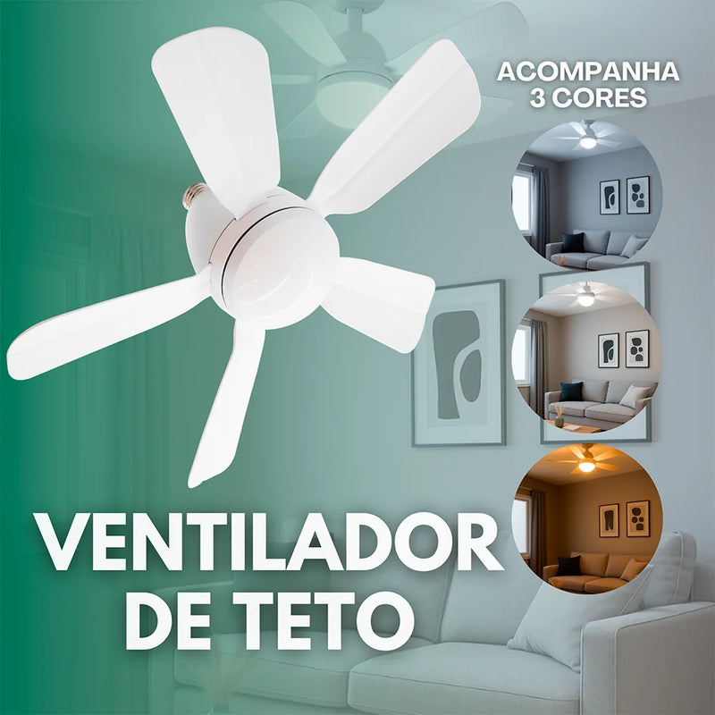 Ventilador De Teto E27 Com Lâmpada Led Bivolt Vt02 80w