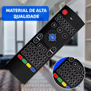 Mini teclado com controle para Smart TV e dispositivos Wi-Fi. Navegação rápida, confortável e funcional.