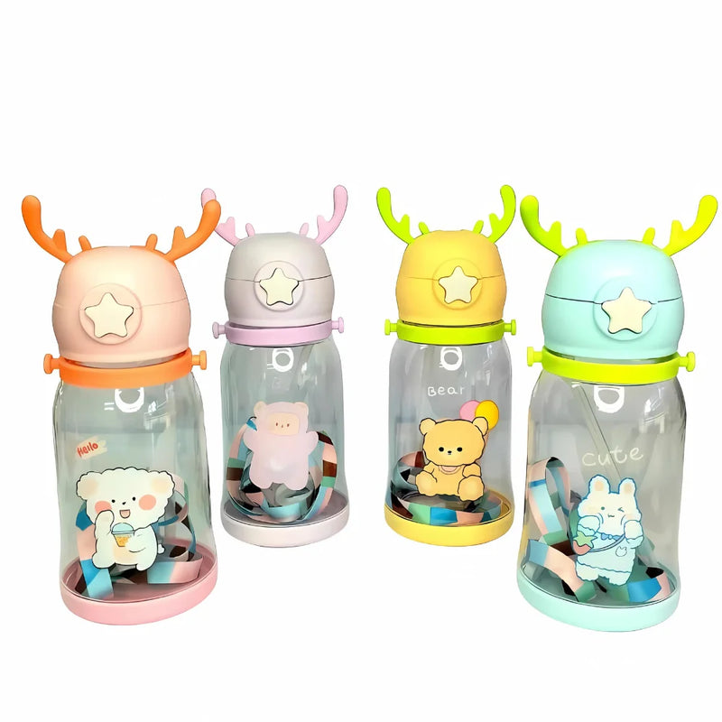 Garrafa Infantil de Água Alce Portátil Com Desenho Multicolorido