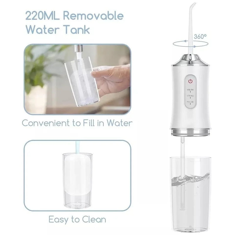Irrigador Dental Oral Portátil Recarregável USB 220ml Promoção Limpeza Bocal Jato Forte