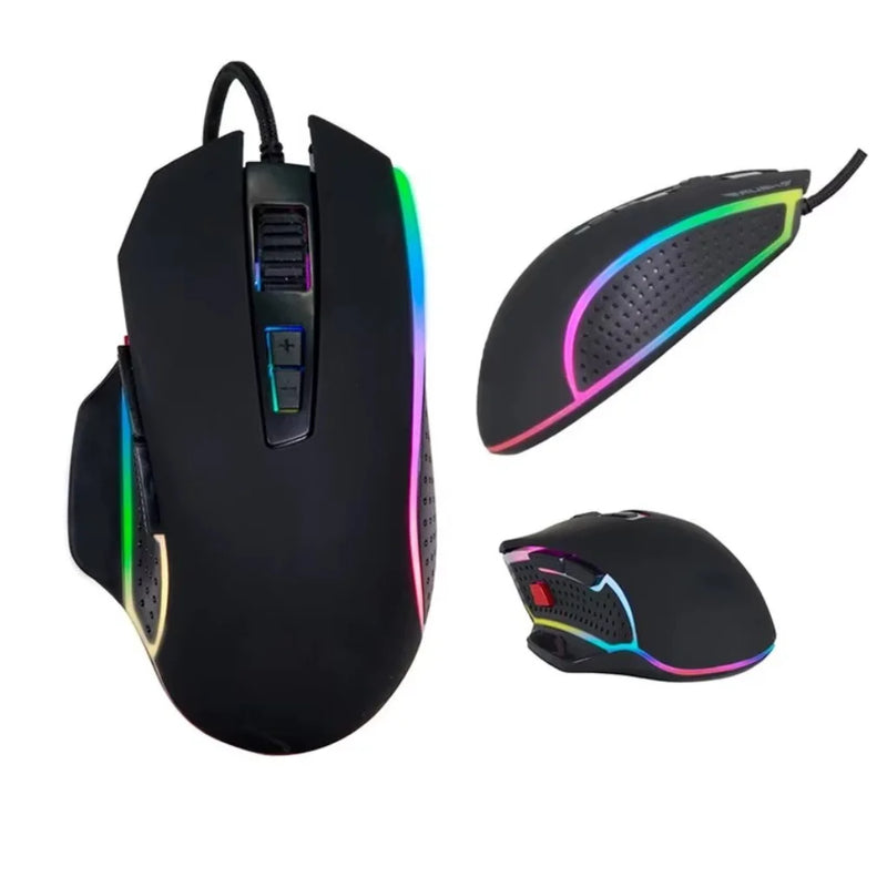 Mouse Gamer com Fio RGB LED com Botões Laterais 4800DPI para Jogar Mouse Gamer Mouse PC Ergonômico para Computador Gamer