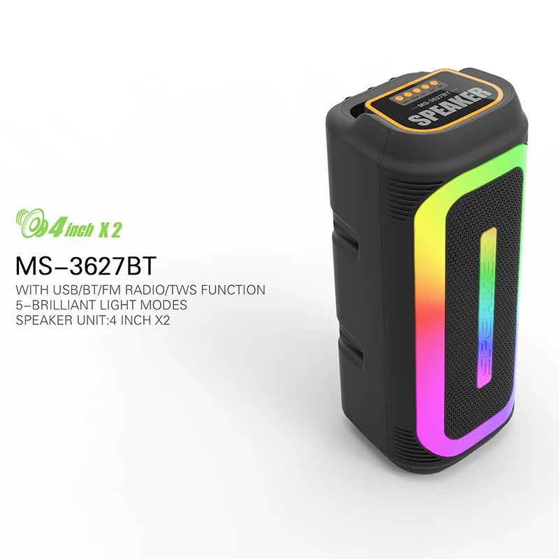 Caixa de som Bluetooth Com Led RGB Portátil 30w FM USB TWS