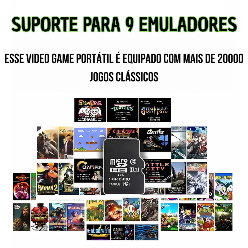 Videogame 4K Stick 20000 jogos retrô clássicos + 2 controles sem fio; console emulador portátil de 64 GB