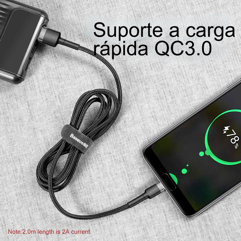 Cabo USB Tipo C BASEUS Cafule para Realme Xiaomi Samsung S21 Cabo de carregamento rápido USB-C Cabo de dados para carregador